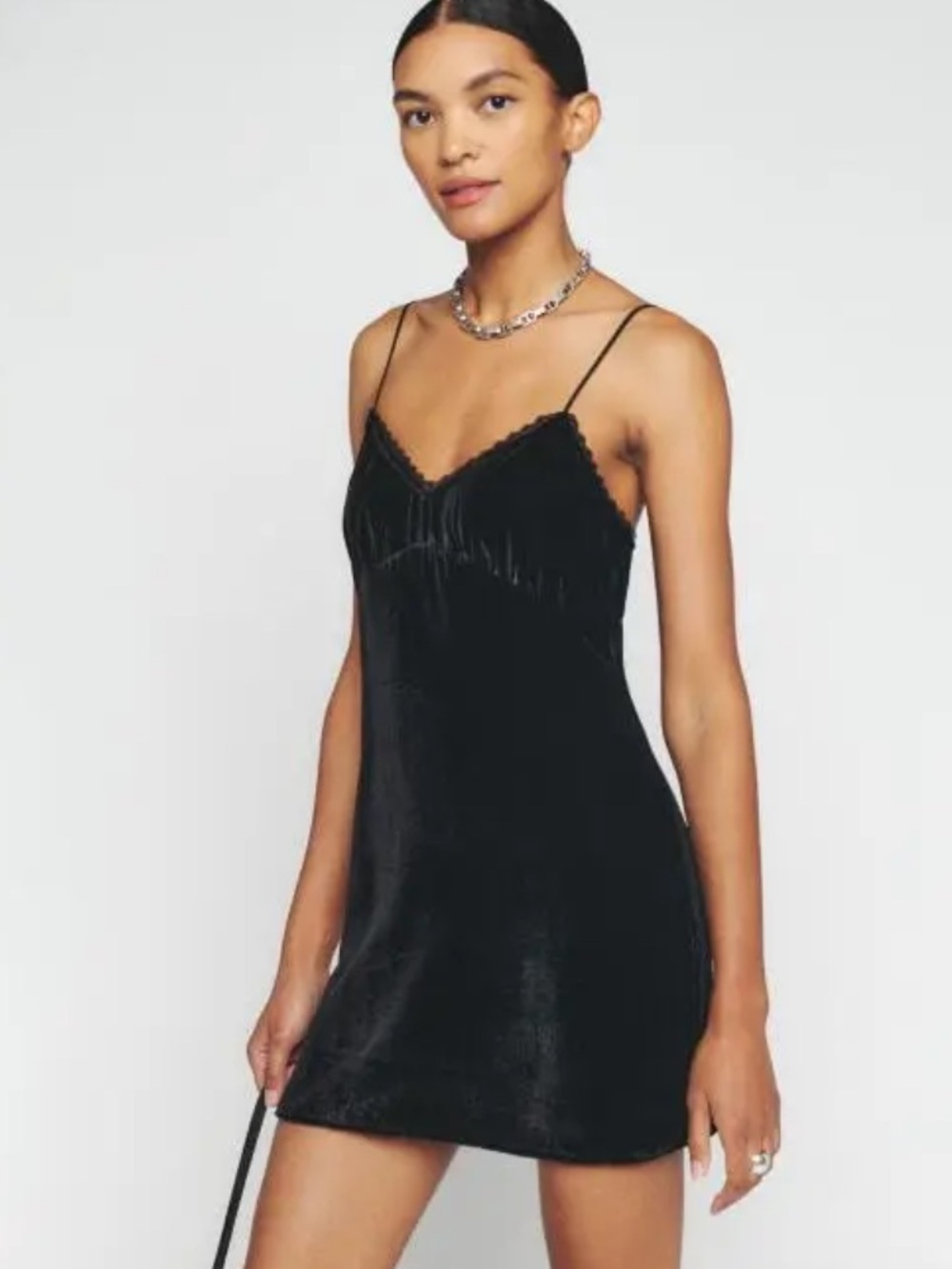 Reformation Laine Velvet Lace Trimmed Slip Dress Silk Rayon Size XL